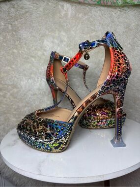 Thalia Sodi Multicolor Gemstone T-Strap Stiletto Heels